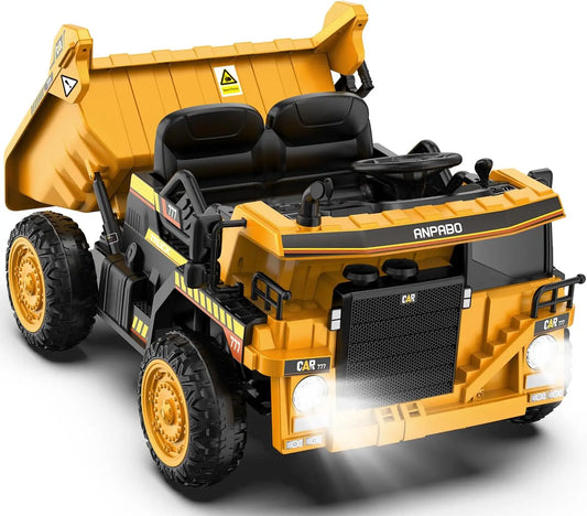 Ride on Dump Truck, 12V Ride on Car with Remote Control, Electric Dump Bed and Extra Shovel, Ride on Construction Vehicle with M