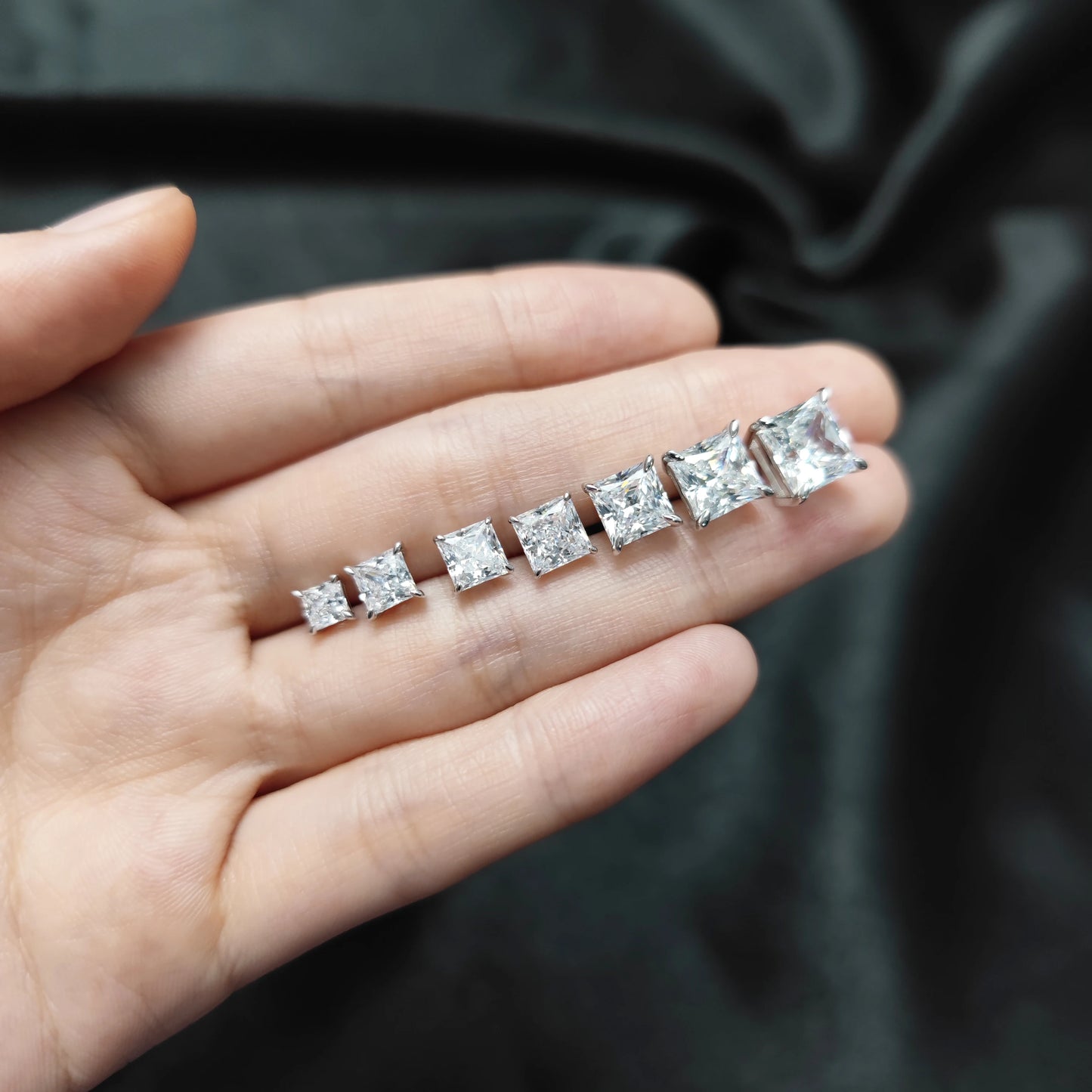 Gems Ballet Moissanite Studs 0.4to3ct D Color 925 Silver