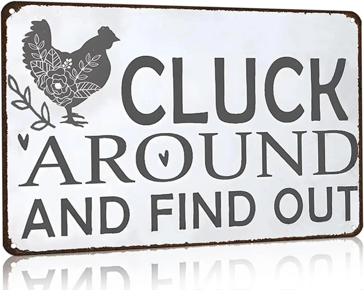 FarmLaughs Whimsical Chicken Sign | Funny Aluminum Decor | Farmhouse/Garden Wall Art | Rustic Aluminum, Chicken Yoga & Hen House