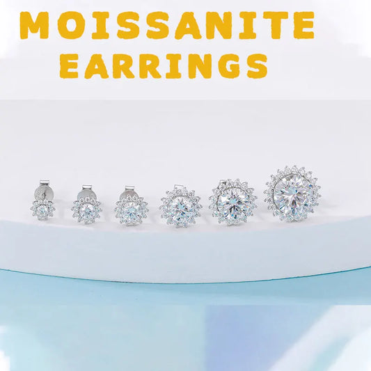TUHE Unisex Sparkling Earrings Fine Jewelry VVS1 Moissanite Flower 925 Silver 4MM/5MM Fashion Earrings Women Gift