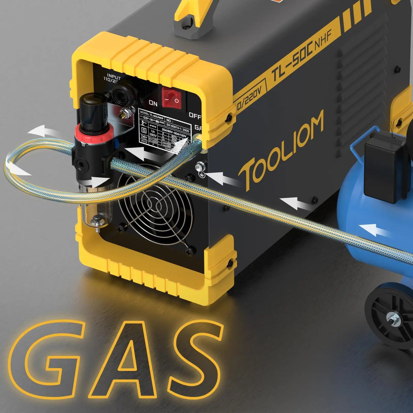 TOOLIOM 50A Non High Frequency Plasma Cutter Non-Touch Pilot ARC 110/220V Dual Voltage Cutting Machine 1/2" Clean Cut