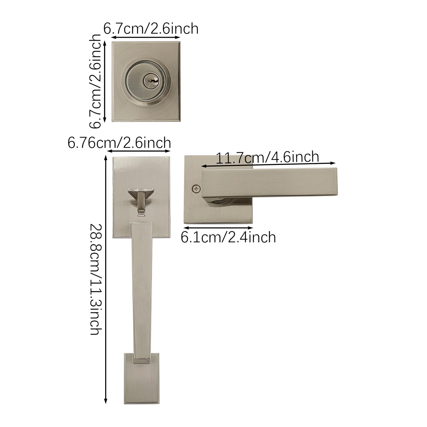 Door Lock Security-protection Double Front Door Lock Set  Door Handle Door Lock with Keys Door Set with Reversible Handle Lever