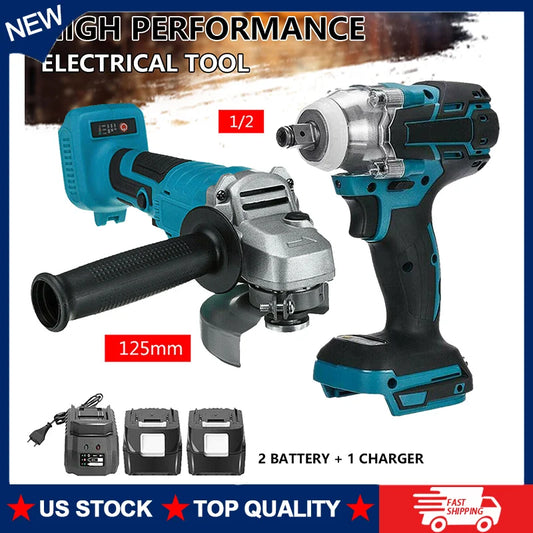 For Makita 125mm Brushless Electric Angle Grinder 18V Battery Devices Combo Kit Impact Wrench Battery Power Tool Sets