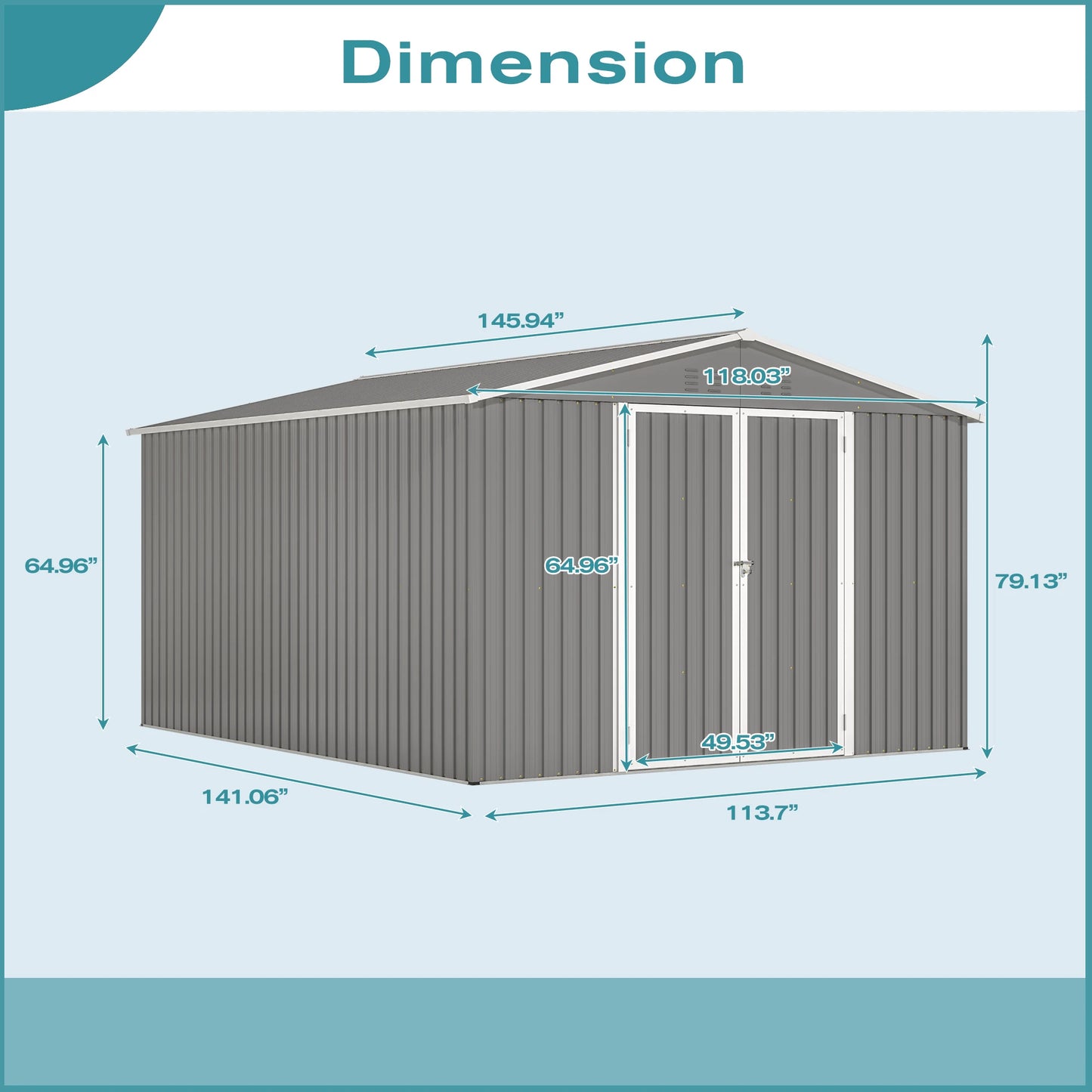 LZBEITEM 10 X 12 FT Large Metal Utility Tool Sheds with Floor Frame, Steel Garden Shed for Backyard Garden Patio Lawn