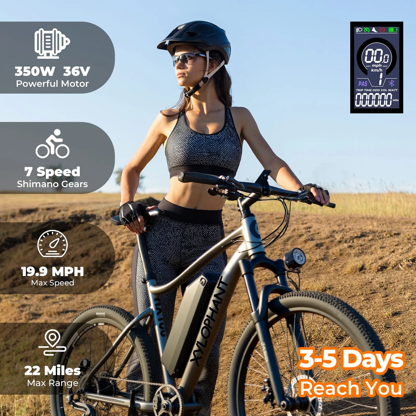 Adult racing electric bike - mountain lightweight electric bike, equipped with 350W brushless motor, 360Wh detachable battery,