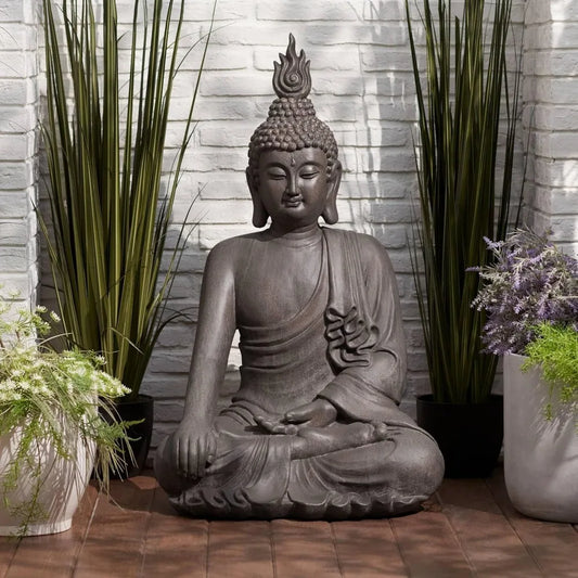 Large Tall Sitting Buddha Statue Sculpture Zen Asian Japanese Garden Decor Indoor Outdoor Front Porch Patio Yard Outside Home B
