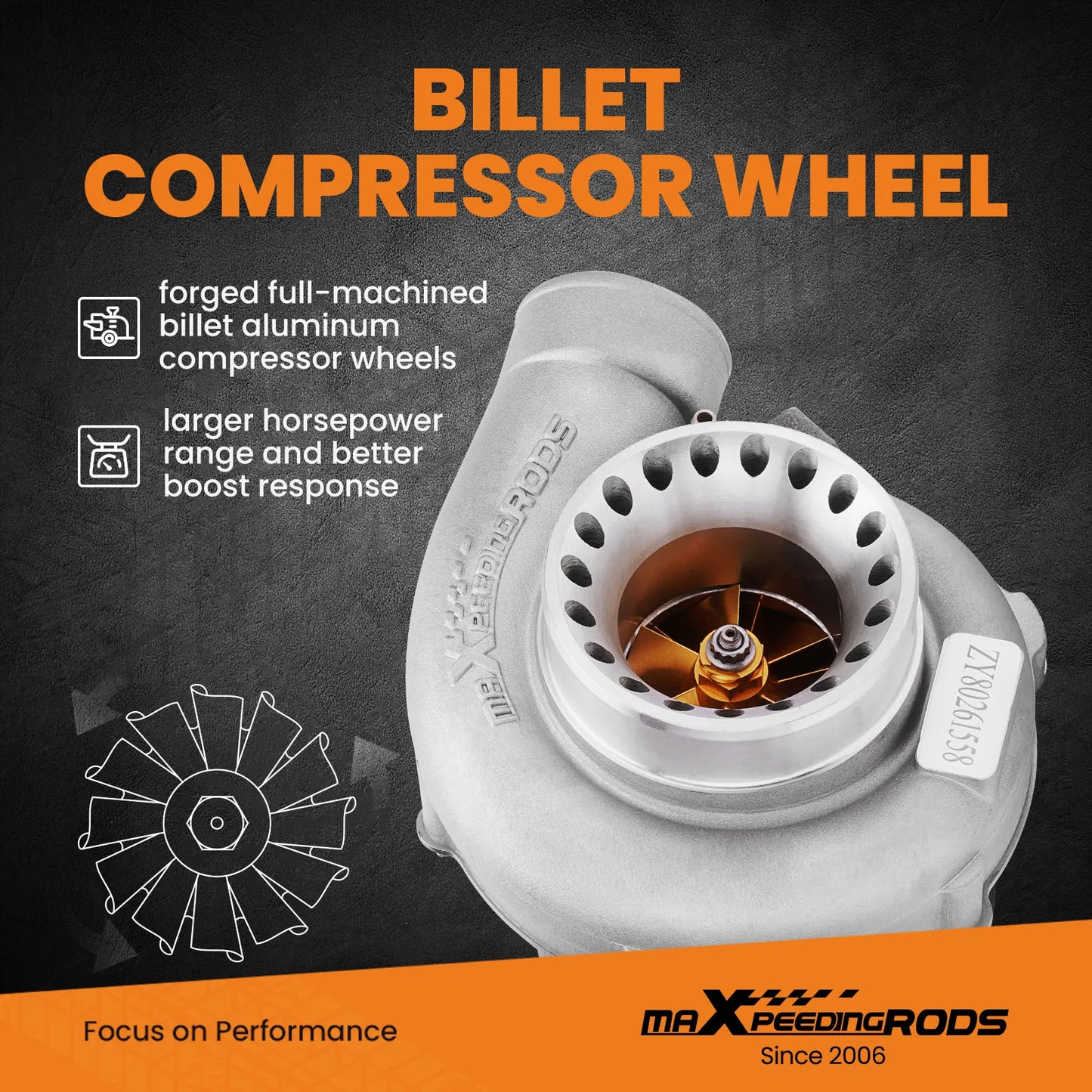 Billet GT35 GT3582 Turbo A/R .63 Com .70 T3 Wate Universal Turbocharger 4/6 Cyl