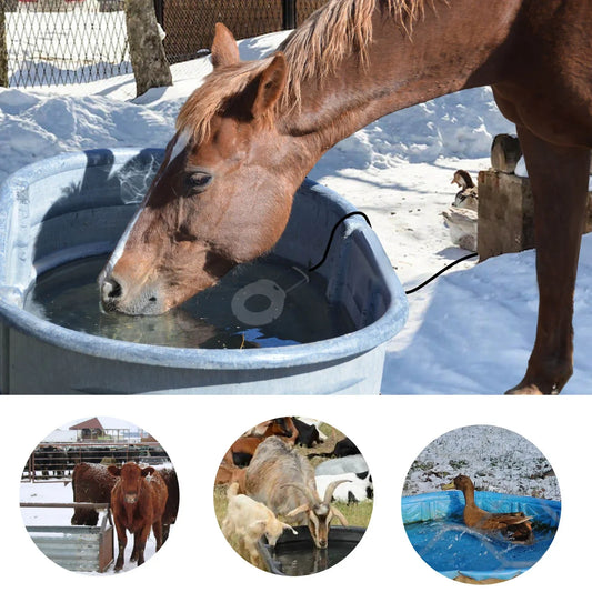 Submergible Cast Aluminum Thermostatic Control Bird Bath Heater De-Icer for Livestock Poultry Birds Cows Horses Drink Water