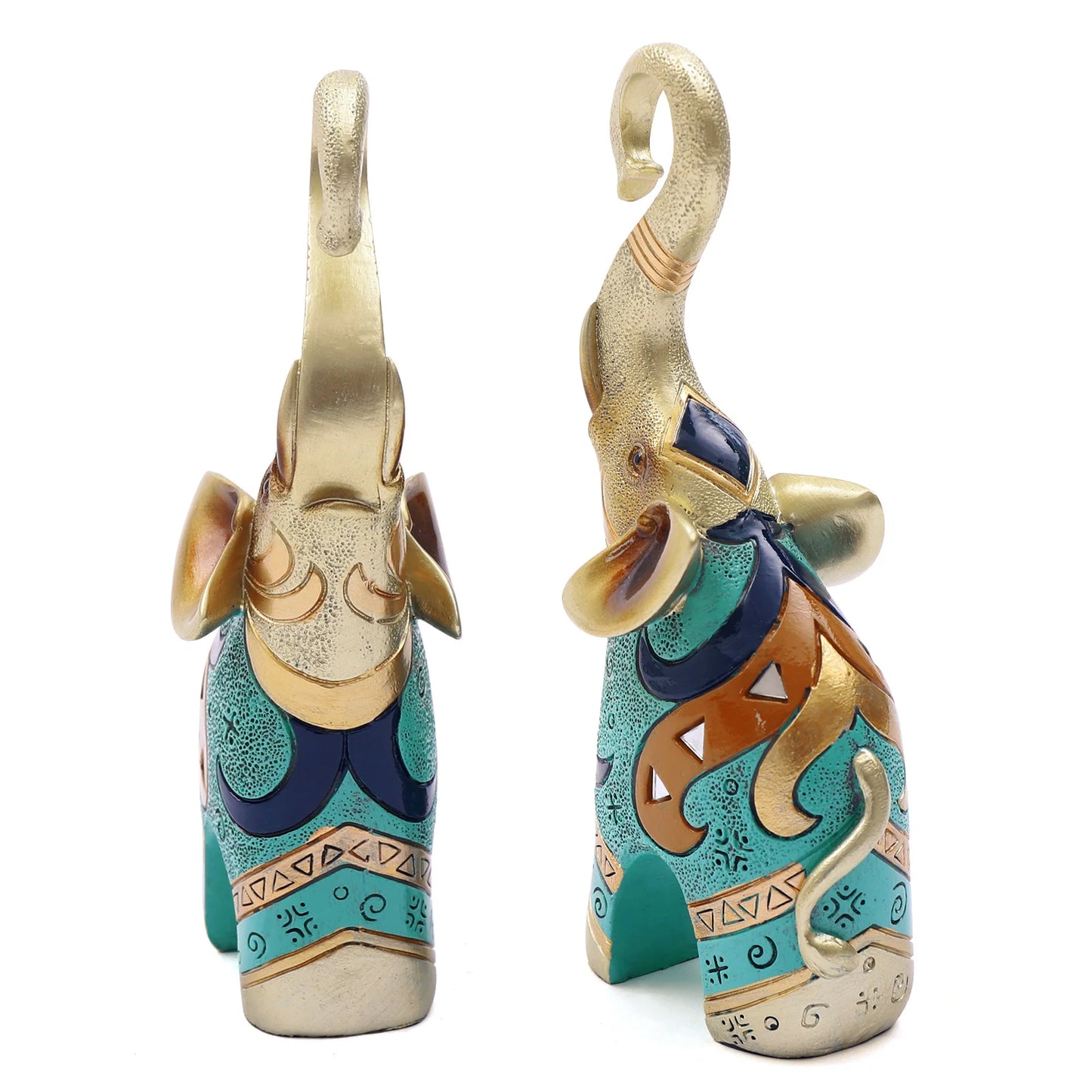 2 PCS Feng Shui Pair of Resin Elephant Statue Lucky Figurine Gift Decor, Modern Resin Elephant Statue Feng Shui Home Decor