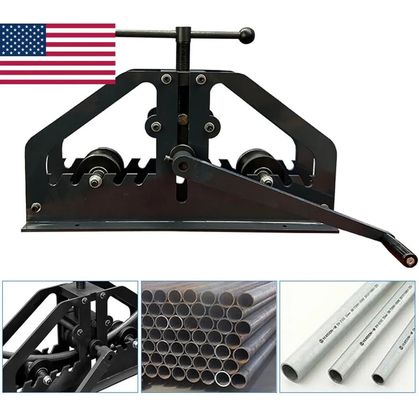 TR-60 Round Roll Bender, Heavy Duty Metal Brake Bender Multifunctional Bender Industrial Portable Tube Roll Tool for 1.5 Inches