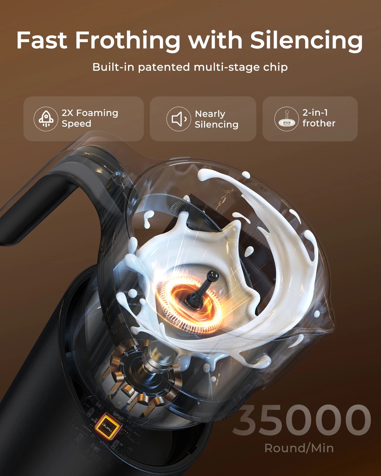 Electric split type Milk Frother Automatic Rotary Foamer 6 in 1 Hot and Cold Milk Foam Maker For Coffee Cappuccino Latte