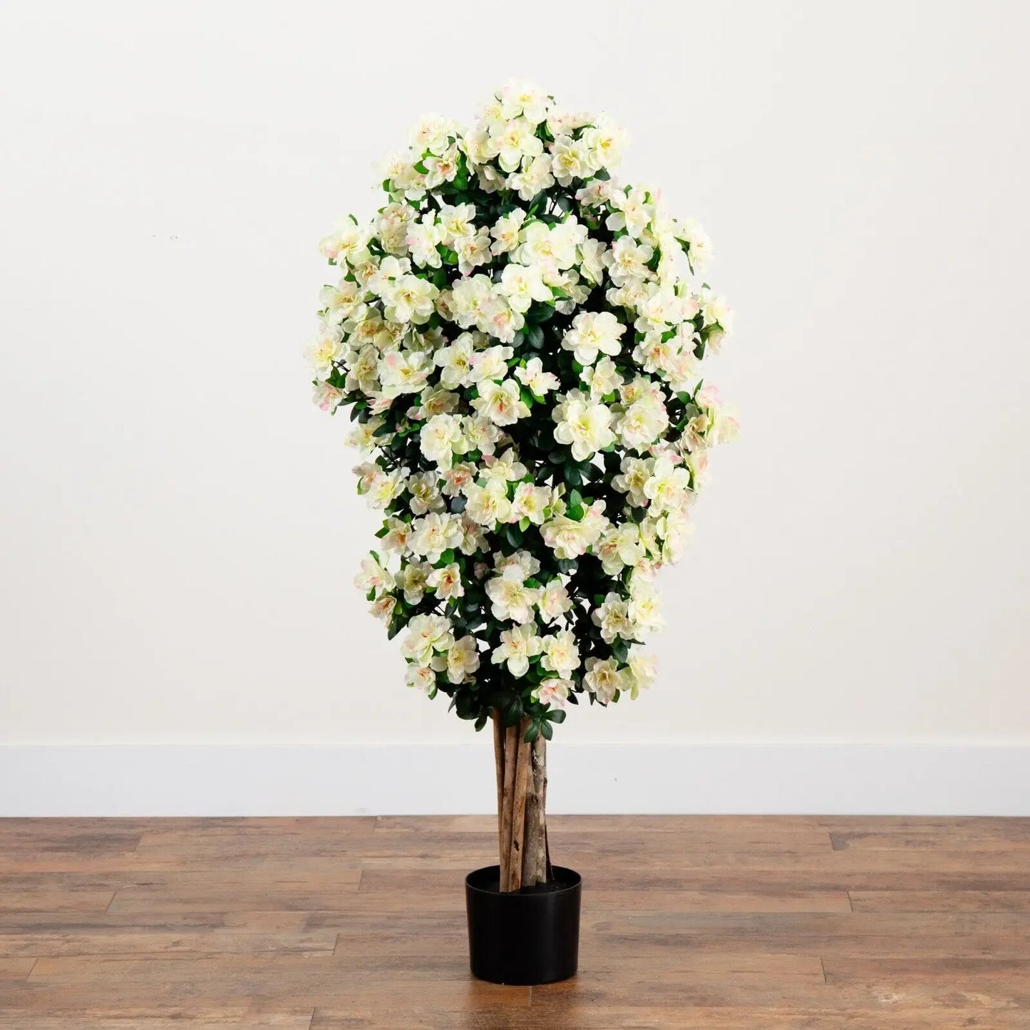 57” Azalea Artificial Flowering Tree with Natural Trunk Home Decor.