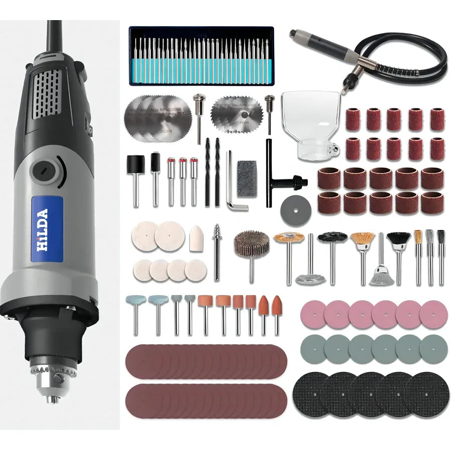 HILDA 500W Rotary Tool Variable Speed Rotary Tool  Accessories Kit Cutting Detail Sanding Engraving Wood Carving and Polishing