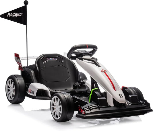 Go Kart Electric Drift Kart Car with Adjustable Seat, 24V Outdoor Ride On Toy with Variable Speed Mode, Crazy Cart