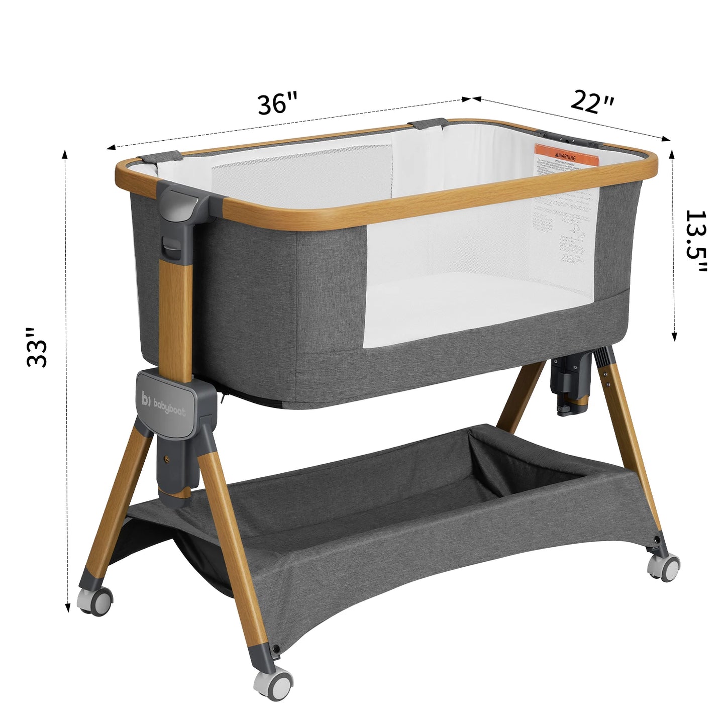 Cozy2 Baby Bedside Bassinet Sleeper Portable Travel Bassinet with Bigger Wheels 3 in 1 Bassinet Crib with Mattress, Storage Bask
