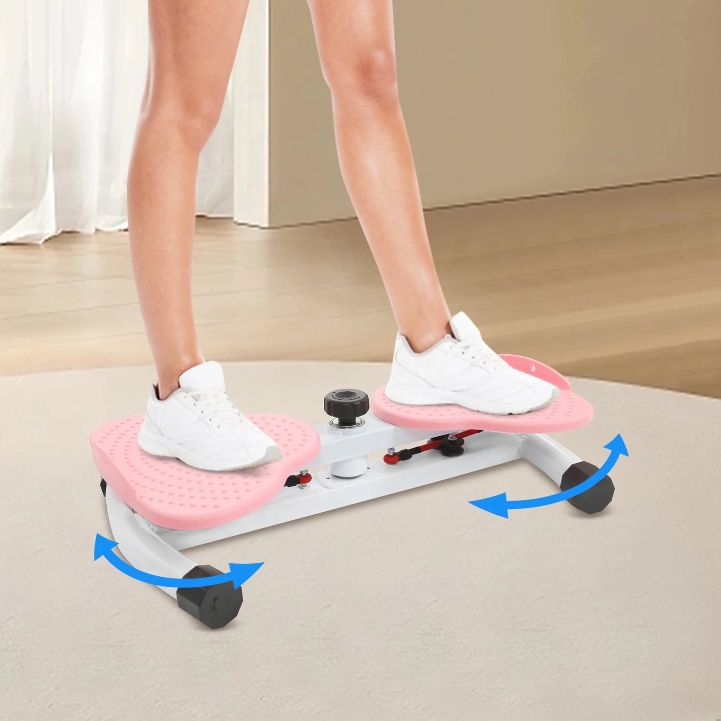 Pink Steel Waist Twister, Floor Standing Waist Twist Exercise Equipment 53.5*32*12cm  Legs Distance 48cm for Homes,Offices