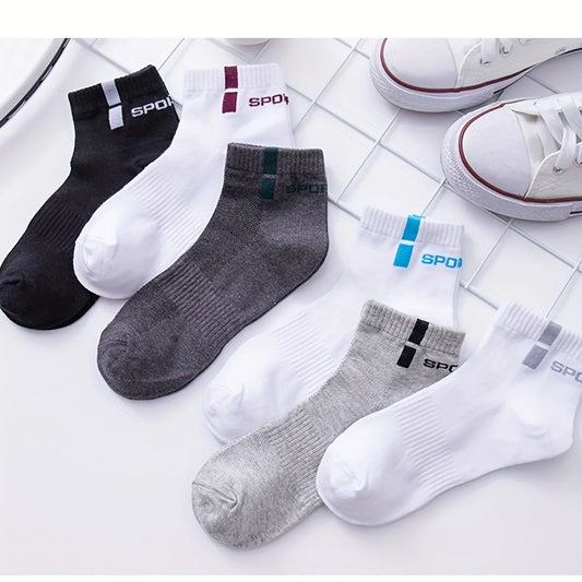 6 pairs of socks, men's mid length socks, anti odor socks, sweat absorbing socks, men's socks, sports mid length socks