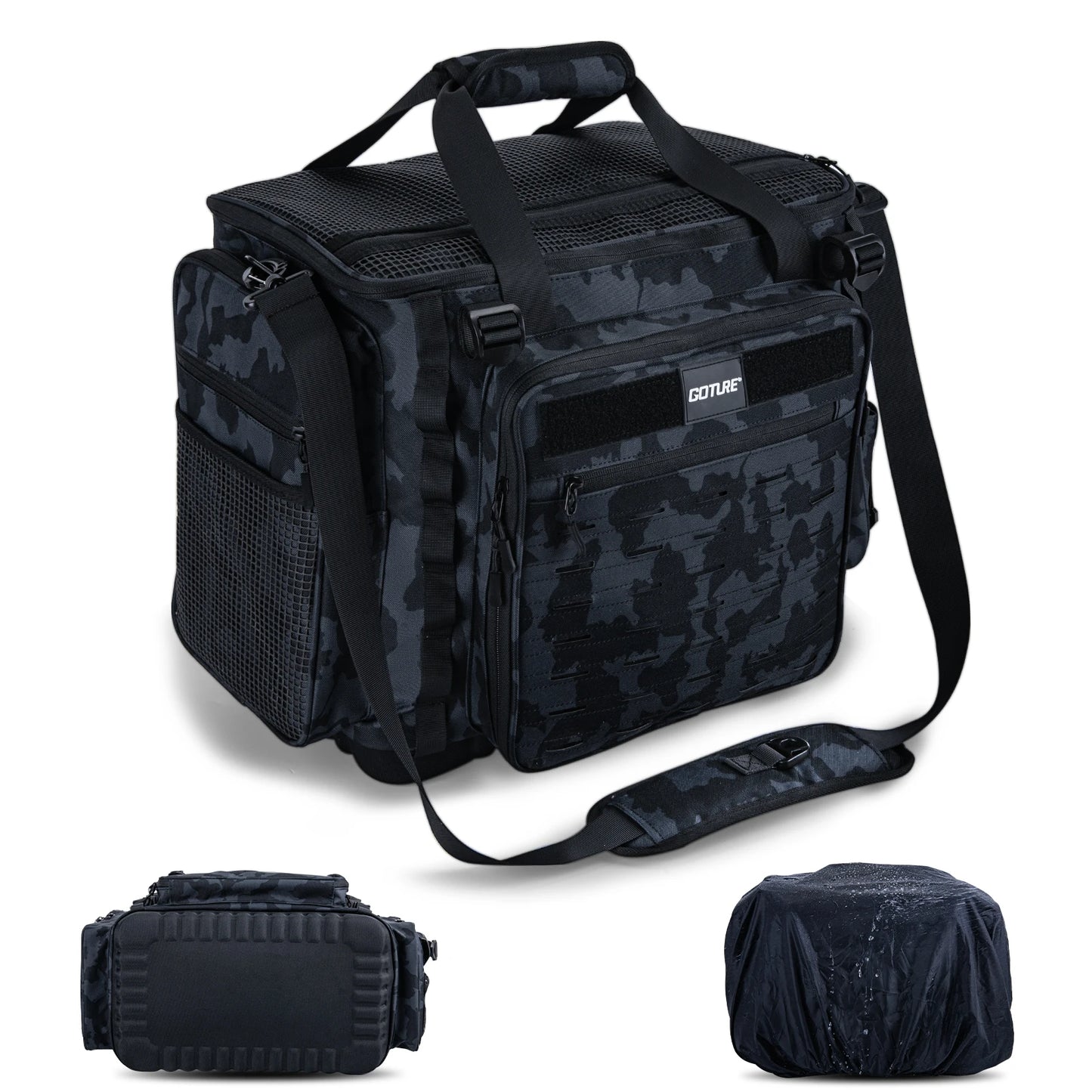 Goture 42L Tackle Bag 600D Oxford Backpack Rod Holder