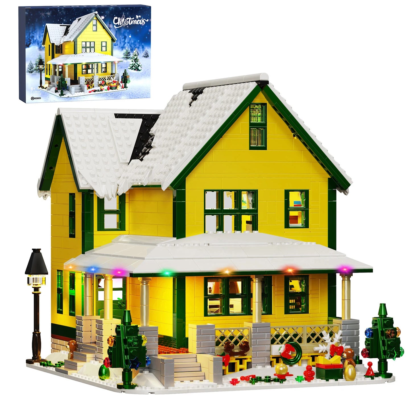Christmas Story House Building Bricks Set with Light,Christmas Village House Blocks Toys Gifts Friends and Kids (1367 PCS)
