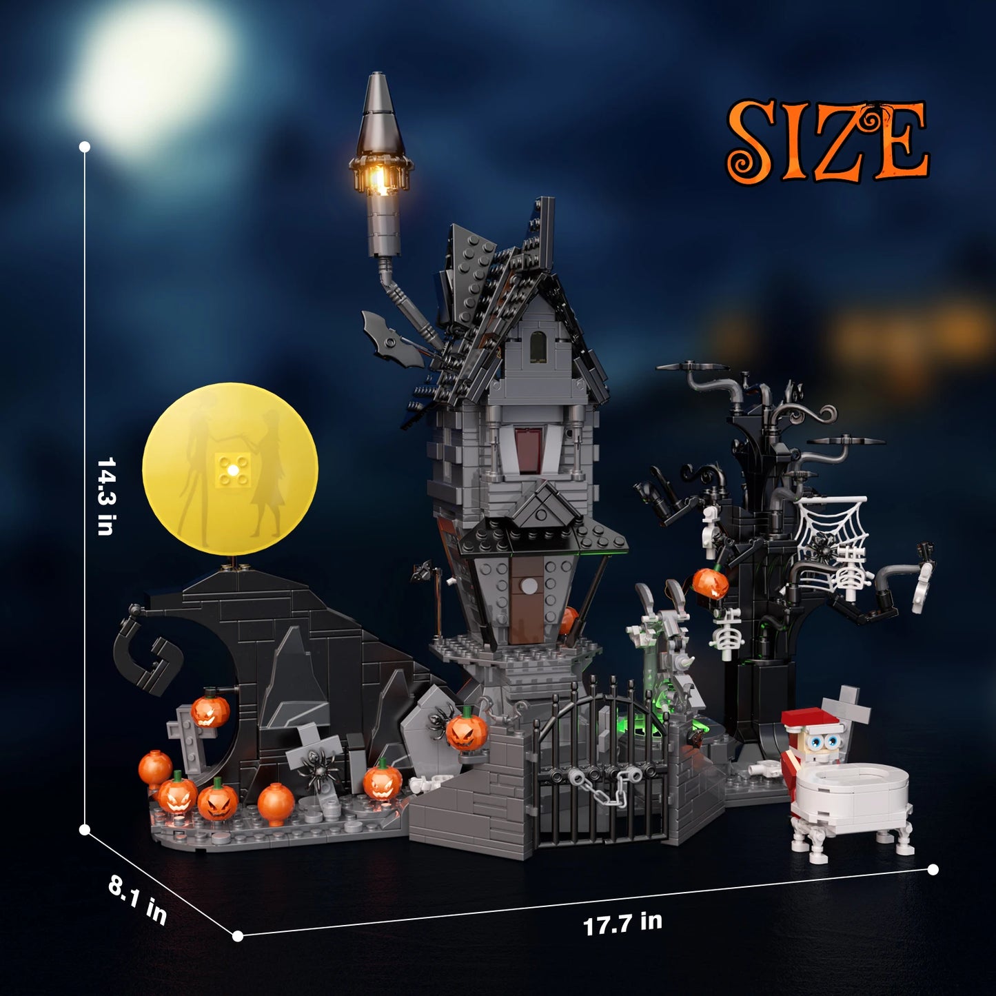 NEW Nightmares Before Christmas Haunted House Building Blocks Set Ideas Pumpkin Ghost Skeleton Hut Halloween Gifts（957PCS)