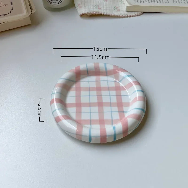 Cute Korean Ceramic Plate Unique Plate For Cake Food Dinner Breakfast Dessert Salad Decorative Dish Table Decorations Small dish