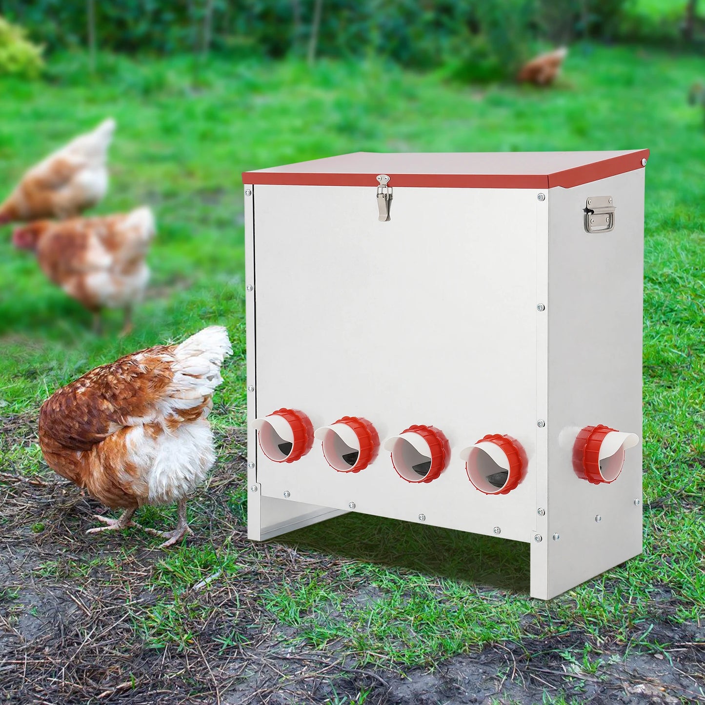 10-Hole Large Capacity Chicken Feeder 66.14 Lbs For Poultry Feeder for Chickens Ducks Turkeys Outdoor Farm