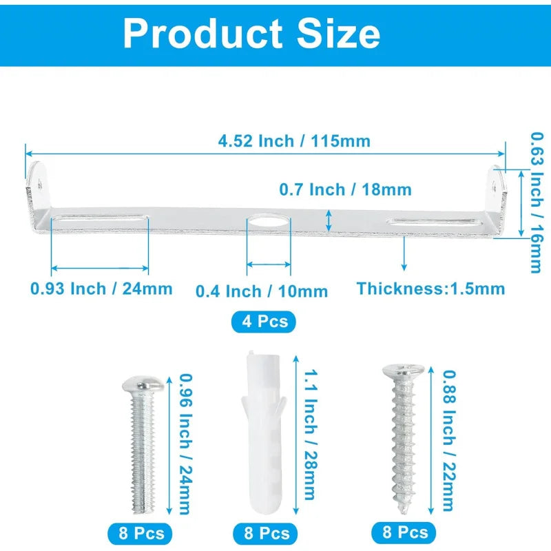 4 Packs Ceiling Light Mounting Bracket, 4.5 Inch Crossbar Fixture Plate, Square Wall