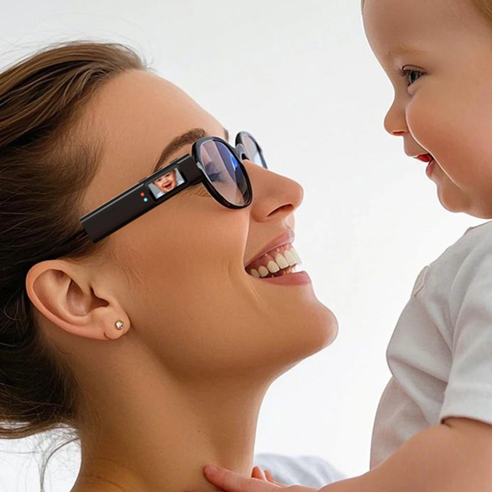 2.7K HD Glasses Camera WiFi Mini Digital Camera 0.96inch IPS Screen Motorcycle Action Cam Eyeglasses Camera for Driving Hiking