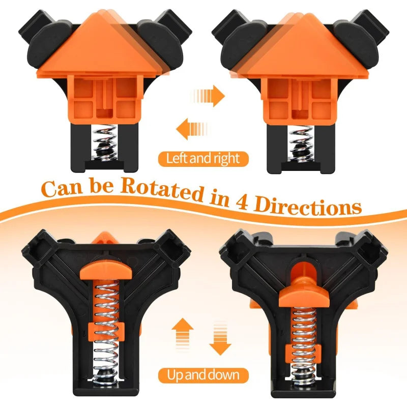 4 Plastic Corner Clamp, 90 Degree Right Angle Woodworking, Adjustable Spring Loaded(4 )