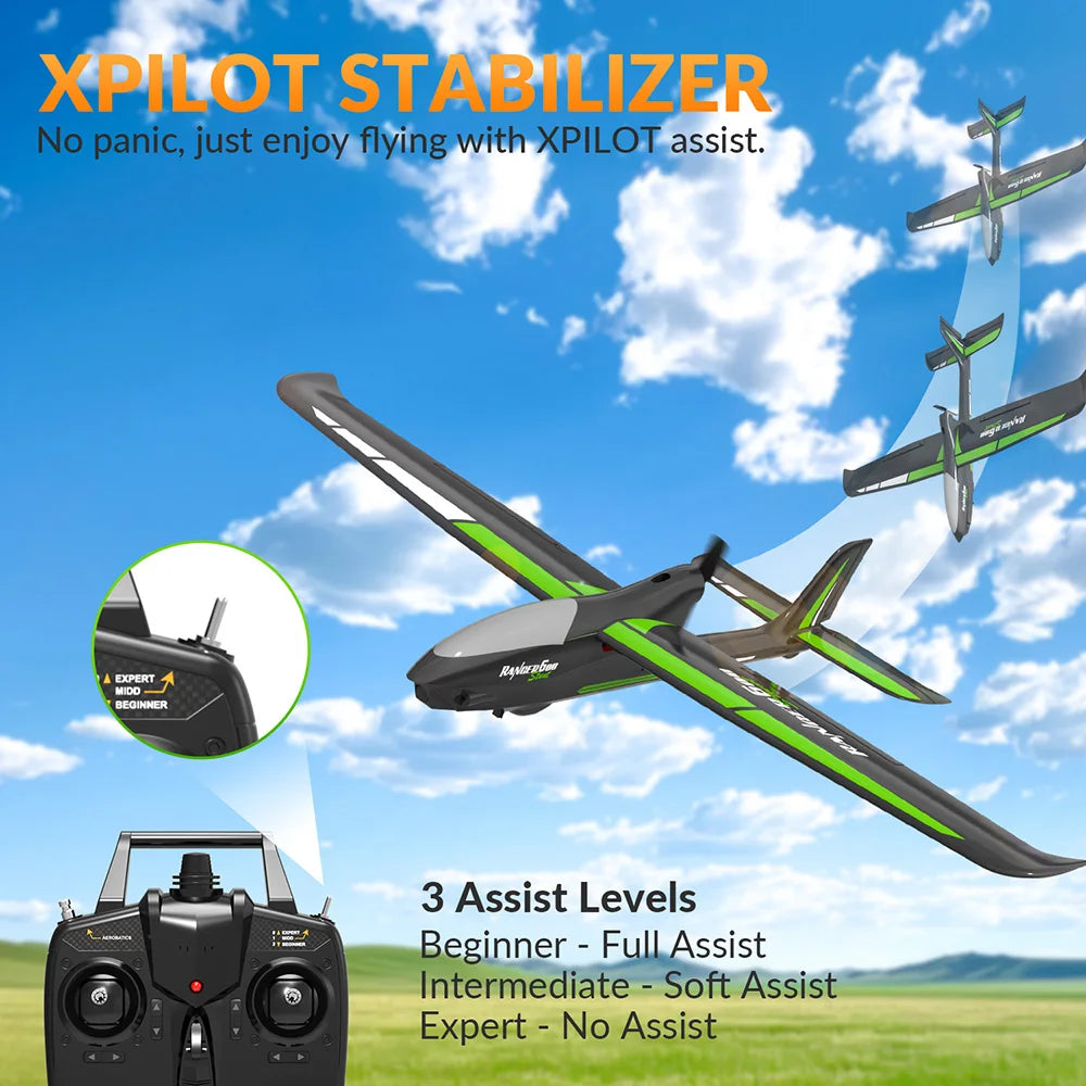 VolantexRC 76102SR Ranger 600 EPP 2.4GHz 4CH 6-Axis Gyro One Key Aerobatics XPilot Stabilization System RC Airplane Glider RTF