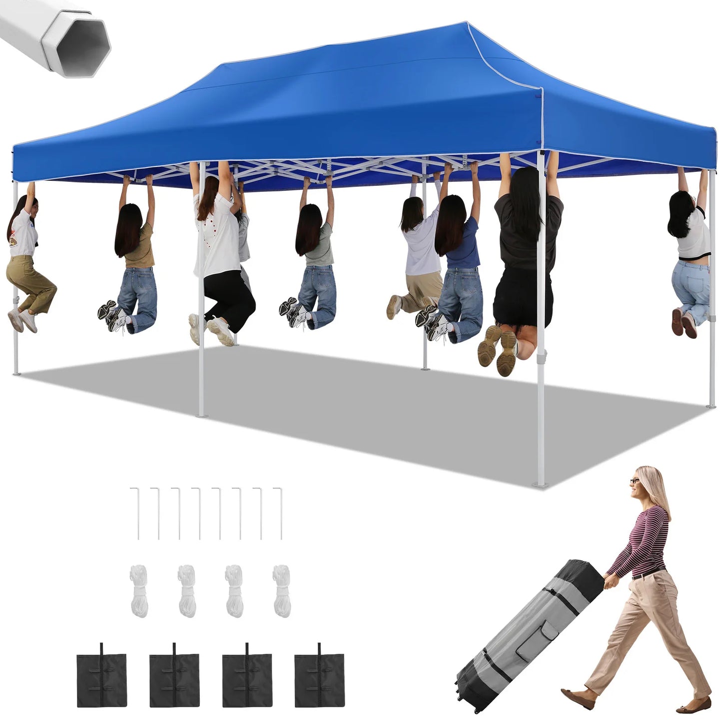 10x20 Heavy Duty Pop Up Canopy Tent for Parties Event Wedding Commercial Instant Canopy with Roller Bag, Party Tent Waterproof