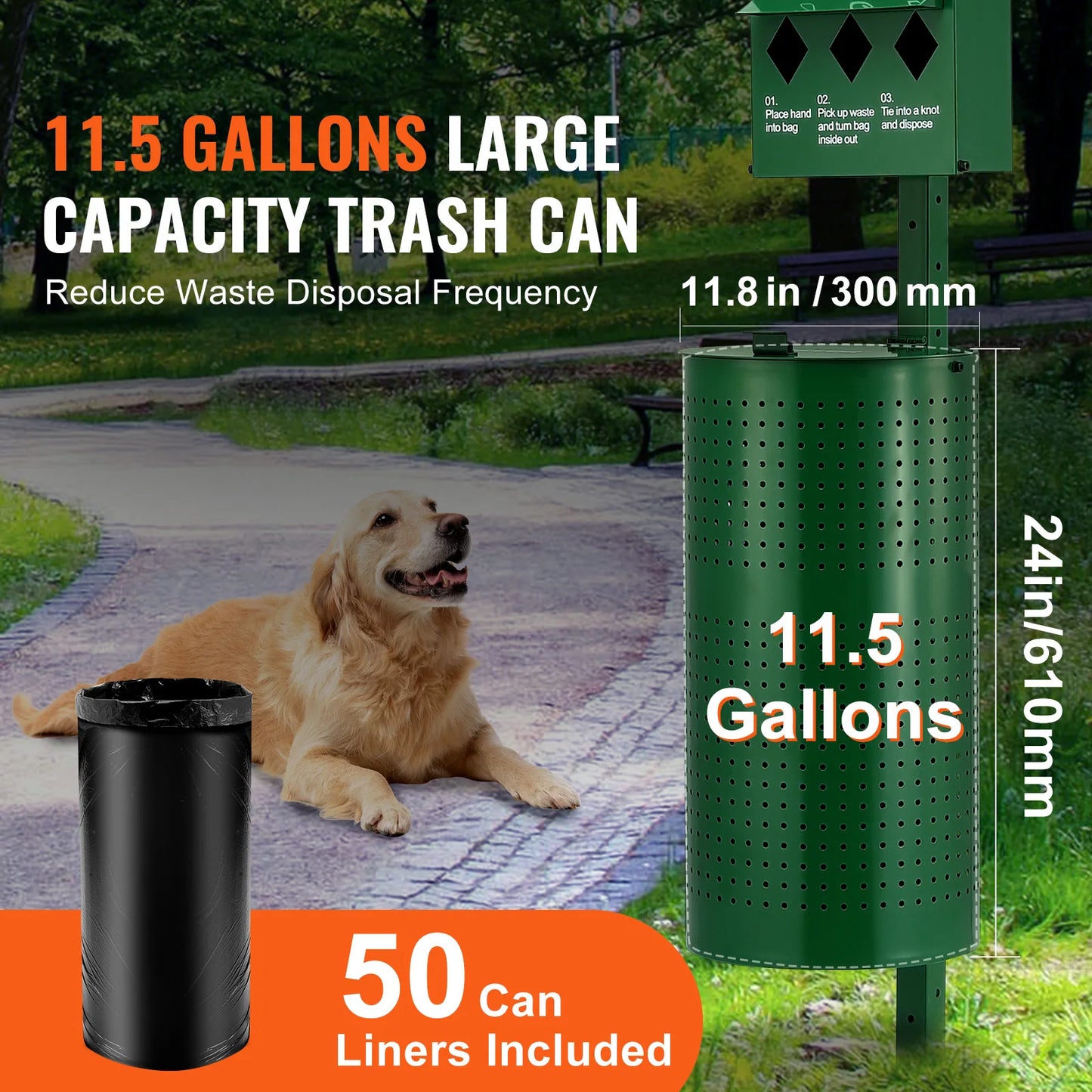 SucceBuy Dog Waste Station with Hand Wash Bottle Commercial Dog Poop Station Bag Dispenser Dog Waste Disposal System for Outdoor