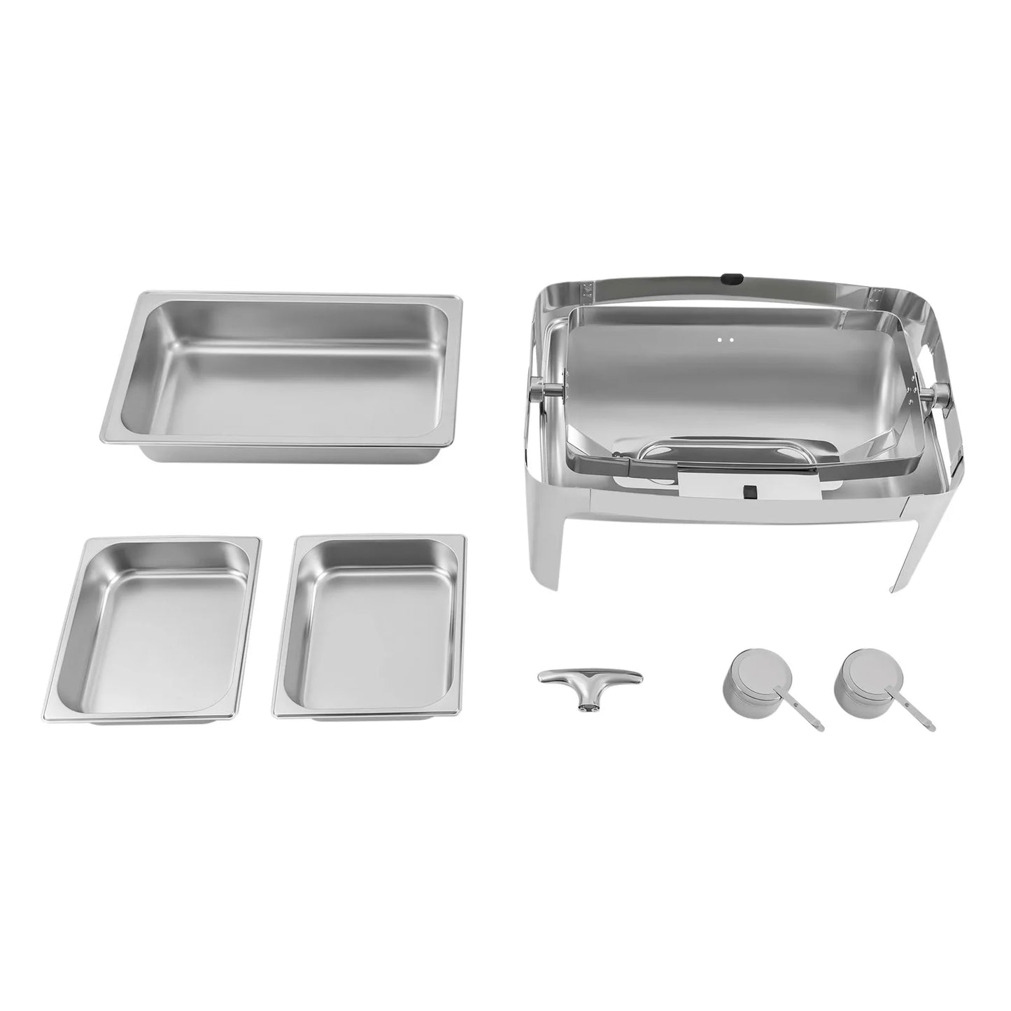 Roll Top Chafing Dish Buffet Set, 9.54QT Stainless Steel Buffet Server and Warmer