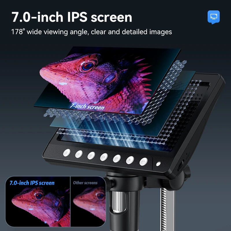 Portable 7 Inch IPS Digital Microscope 1200X Magnification HD USB Professional Electron Microscope for Phone Soldering Repair Tool