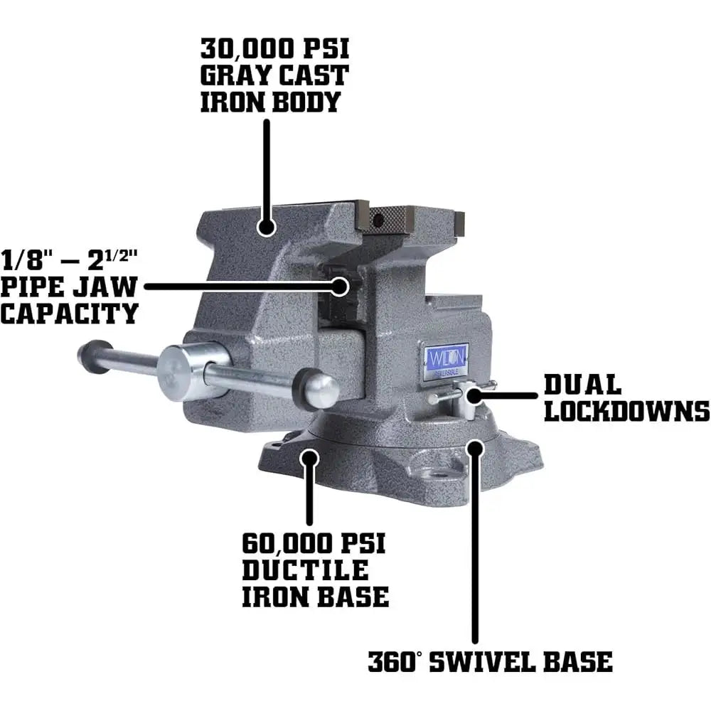 Professional Reversible Bench Vise 5.5 Inch Jaw Width 10.75 Inch Opening Cast Iron Tool for Woodworking and Metalworking