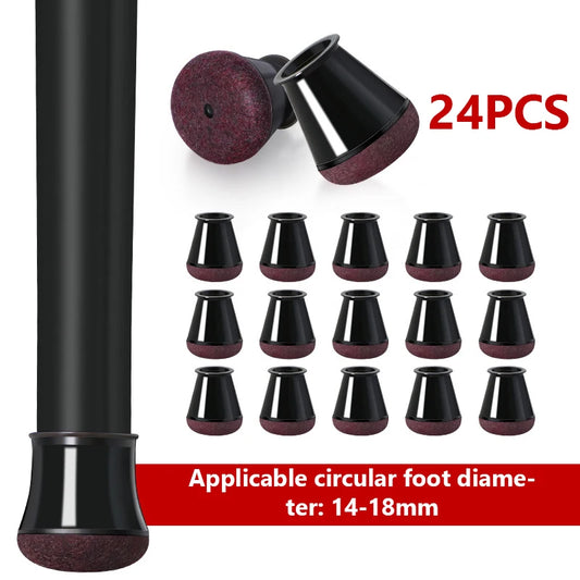 24 Pcs Chair Leg Floor Protectors for Hardwood Floors, Silicone Chair Caps Covers Furniture Pads Sliders w/ Wrapped Felt Bottom