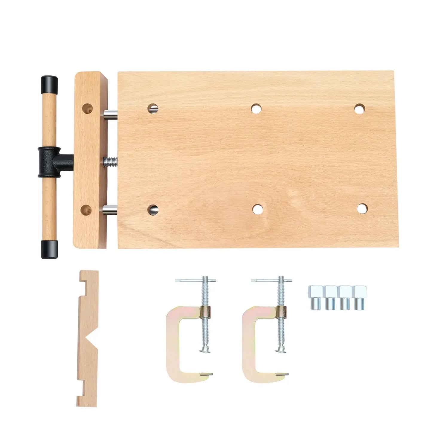 Heavy-Duty Workbench Heavy-Duty Beech Wood Vise Workbench W/ Quick Release,G-Shape Clamps&Limit Blocks for Woodworking Projects