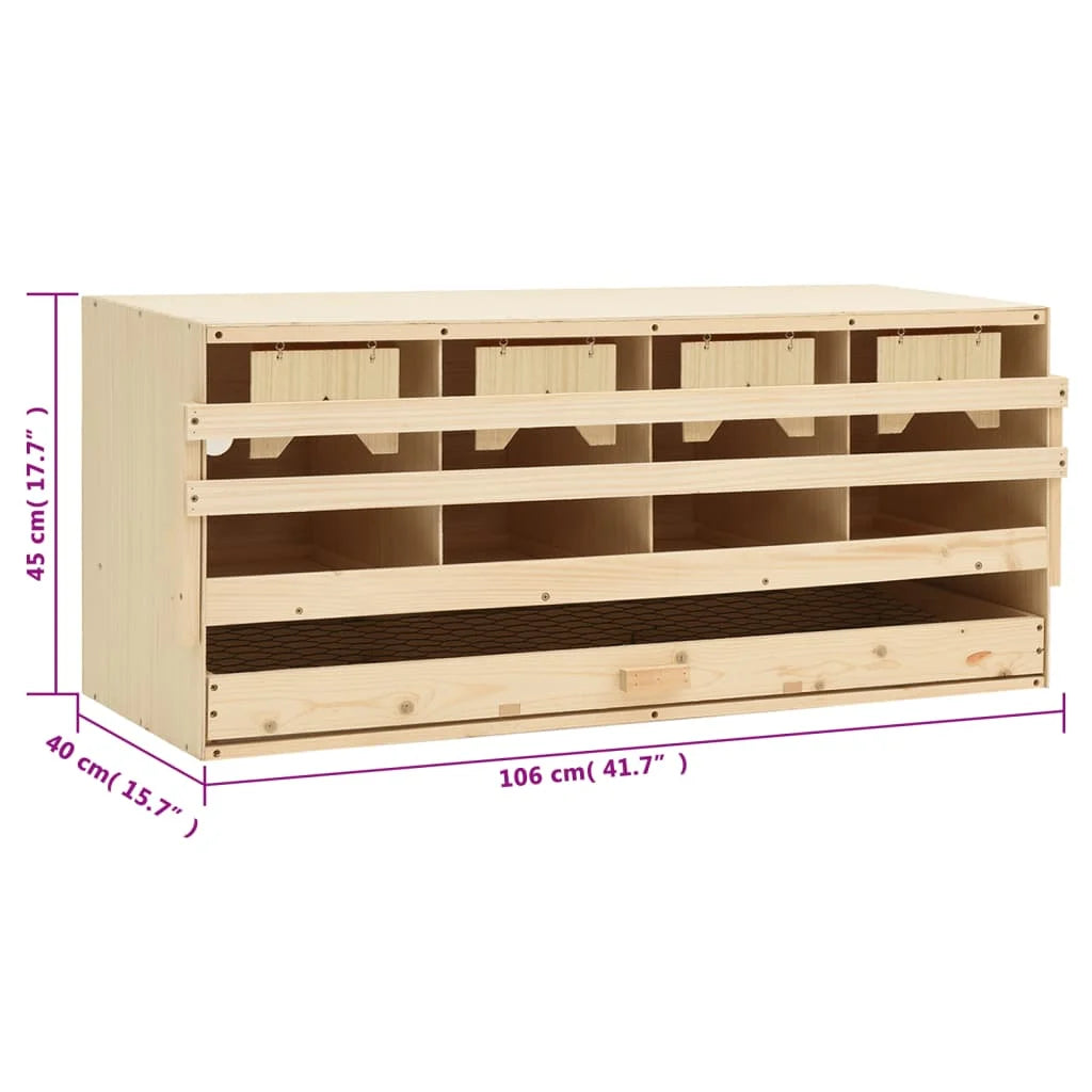 Chicken Laying Nest 4 Compartments Pine Wood Nesting Box 106x40x45cm Farming Supplies
