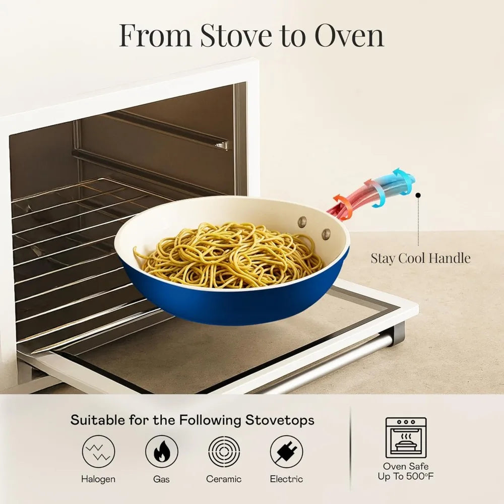 12 Piece Ceramic Nonstick Cookware Set With Steamer