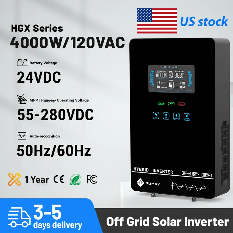 Sumry 4KW Hybrid Off Grid Solar Pure Sine Wave Inverter 24V
