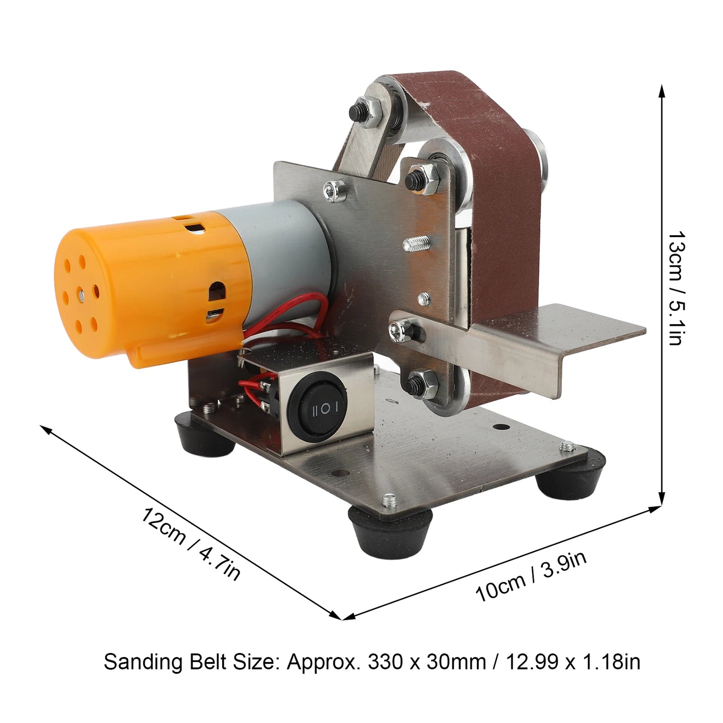 Mini Belt Sander Double Bearing Adjustable Angle Vertical Belt Sanding Machine Benchtop Belt Sander for Home
