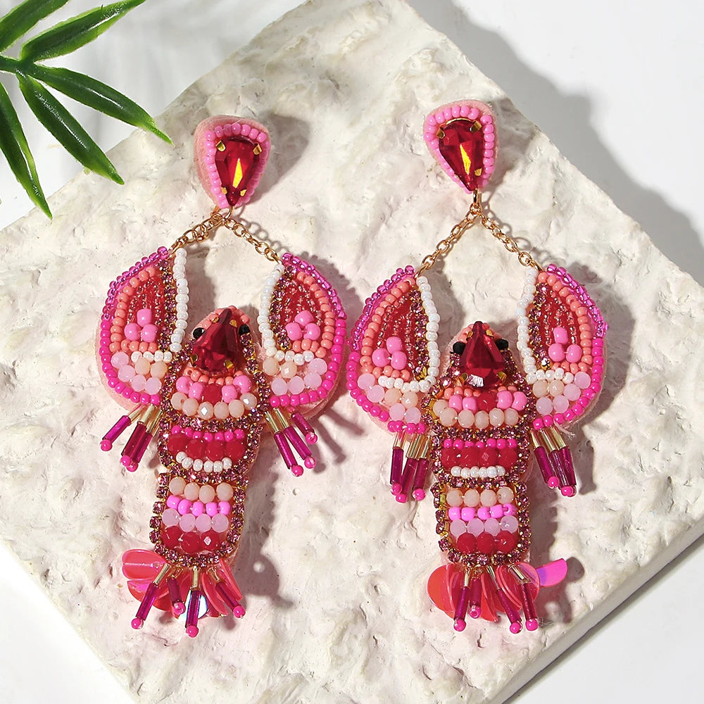 AENSOA Bohemian Starfish Seed Bead Drop Earrings Women
