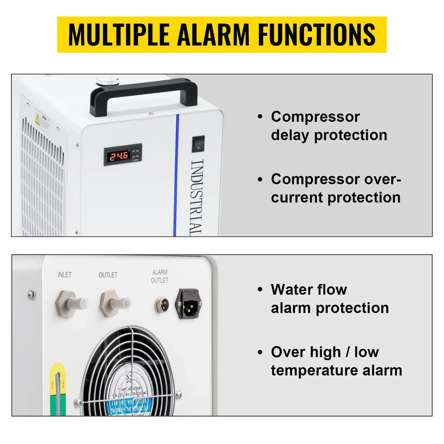 VEVOR CNC Industrial Water Chiller CW-5200 CW-5000 Laser Engraver Machine Water Cooler For 80W-130W CO2 Glass Laser Tube Cooling