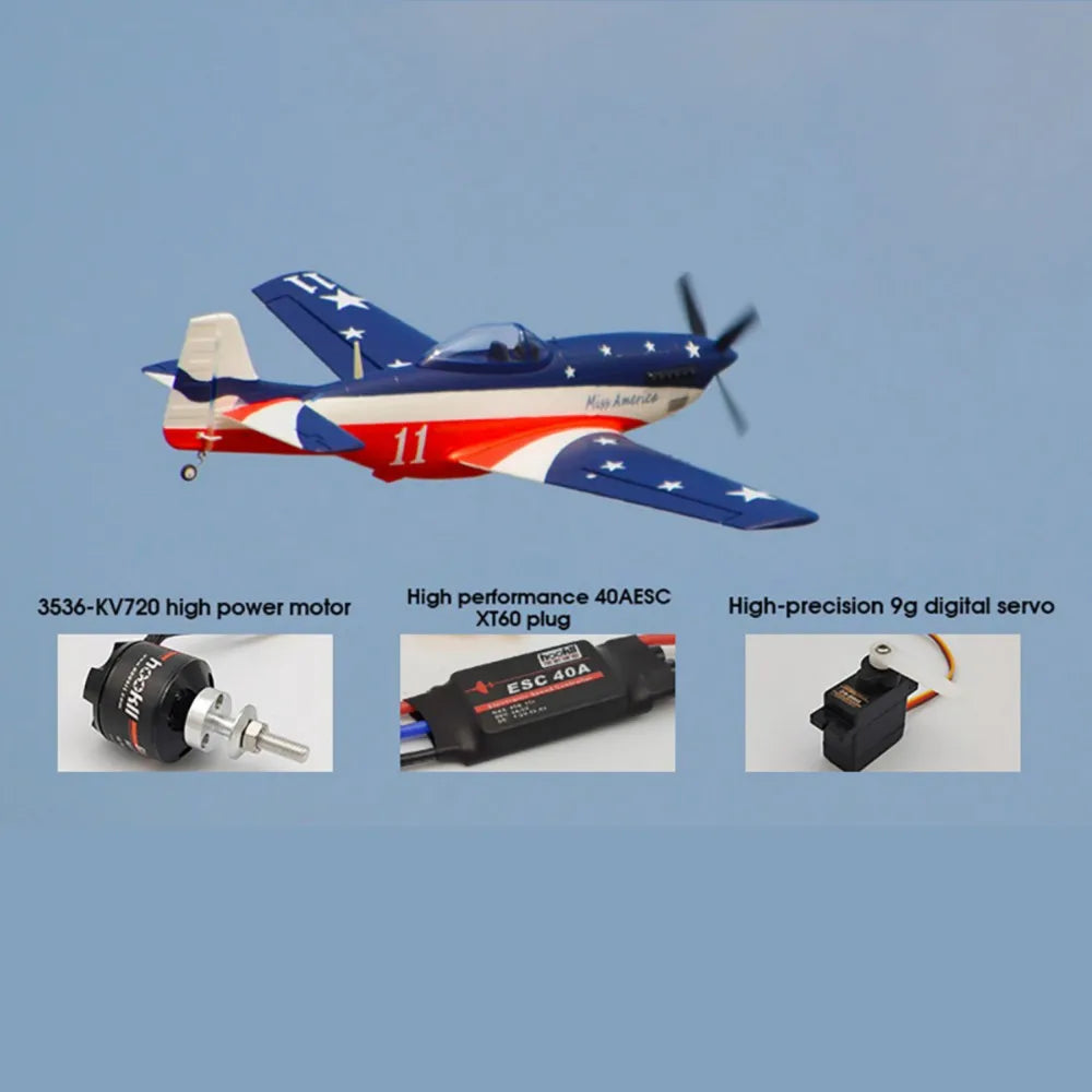 HOOKLL P51 Miss America 1200mm Wingspan EPO RC Airplane Warbird Fighter KIT/PNP