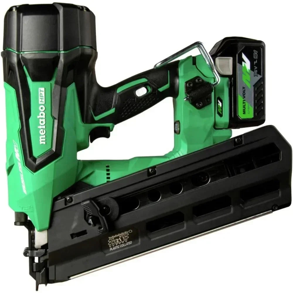 （XMSJ-Hot）36V MultiVolt Cordless Framing Nailer | Uses 21 Degree Full Round Head Plastic Strip Nails | Includes Battery and Char