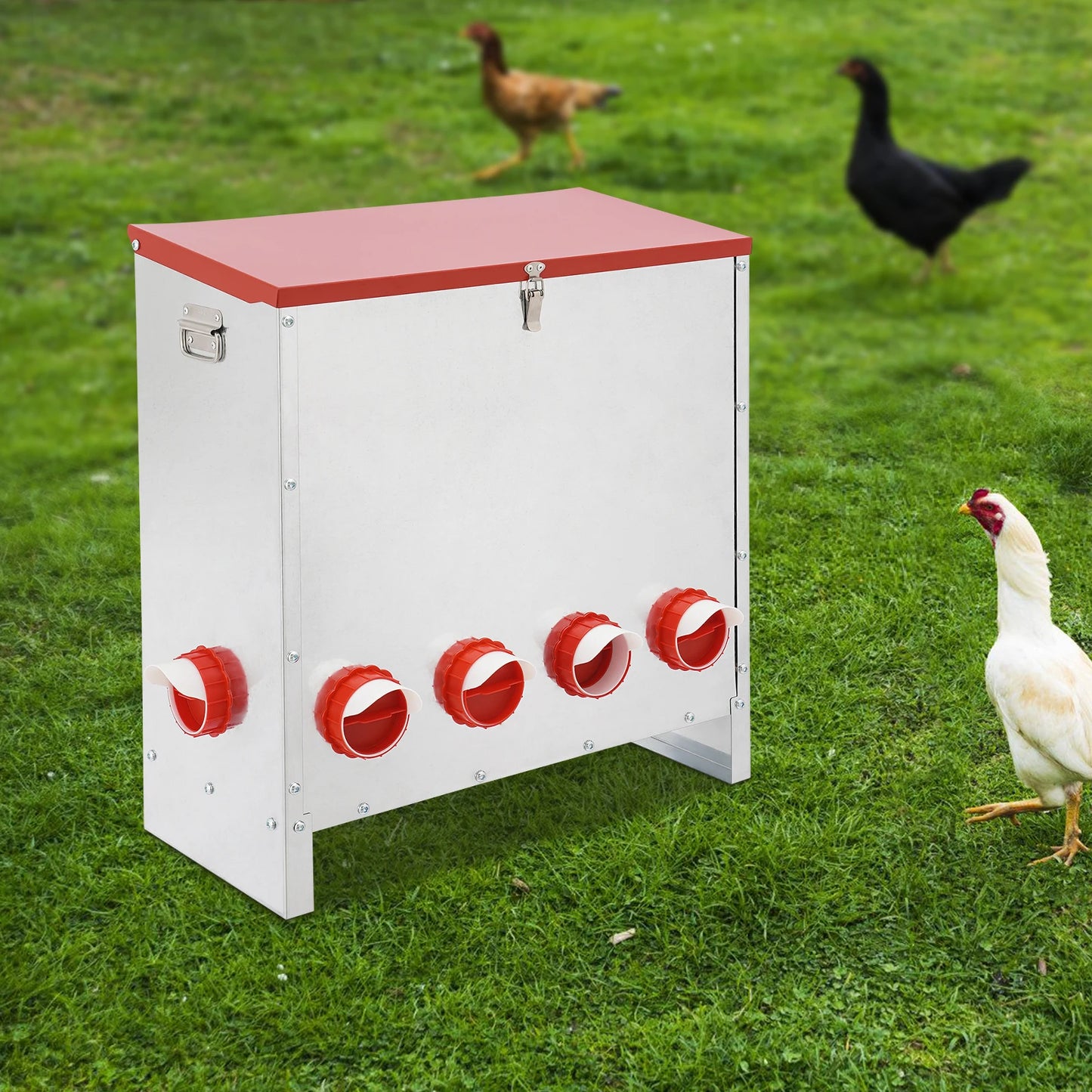 10-Hole Large Capacity Chicken Feeder 66.14 Lbs For Poultry Feeder for Chickens Ducks Turkeys Outdoor Farm