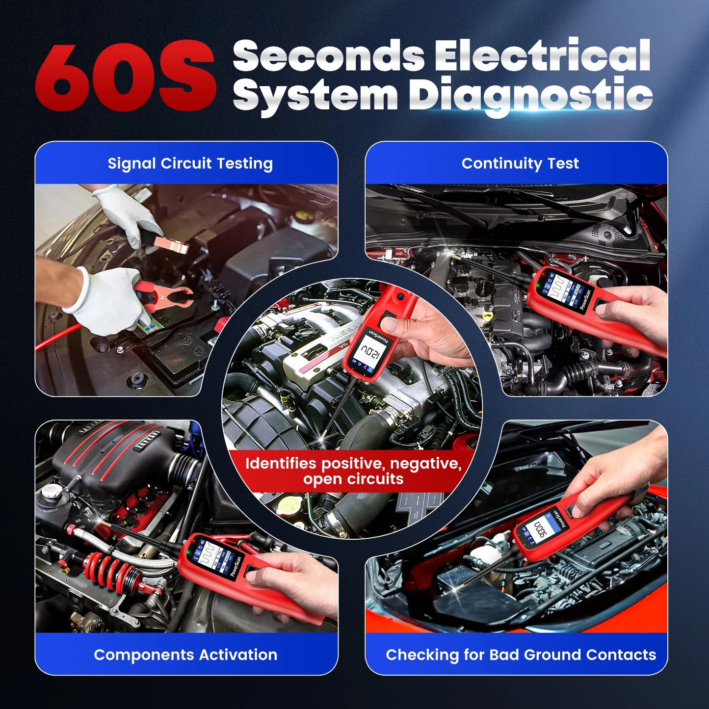 Autel PowerScan PS100 Power Circuit Probe Tester 12V 24V Digital Voltage Automotive Circuit Tester Car Diagnostic Test Tool