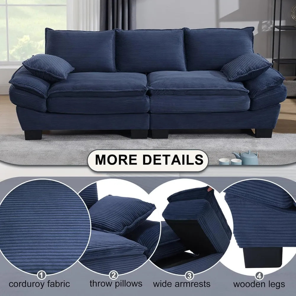 90" Oversized Loveseat Sofa,Modern Corduroy Loveseat Couch,Comfy Deep Seat,Upholstered Sectional Sofa