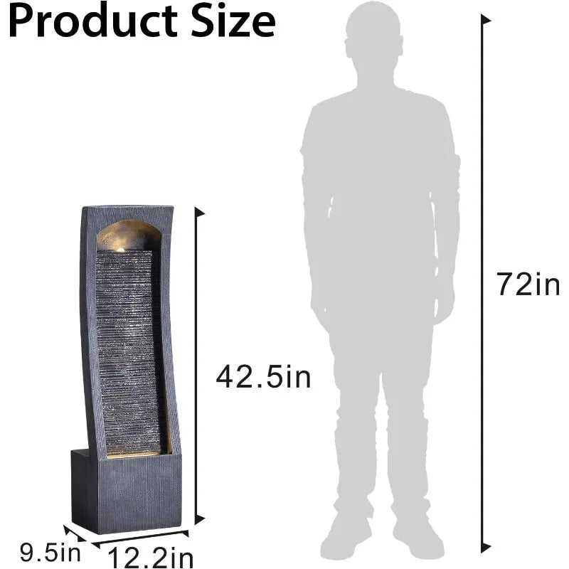 42.3" H Water Feature Outdoor Faux Slate Contemporary Waterfall Fountain Indoor for Garden, Backyard, Deck,