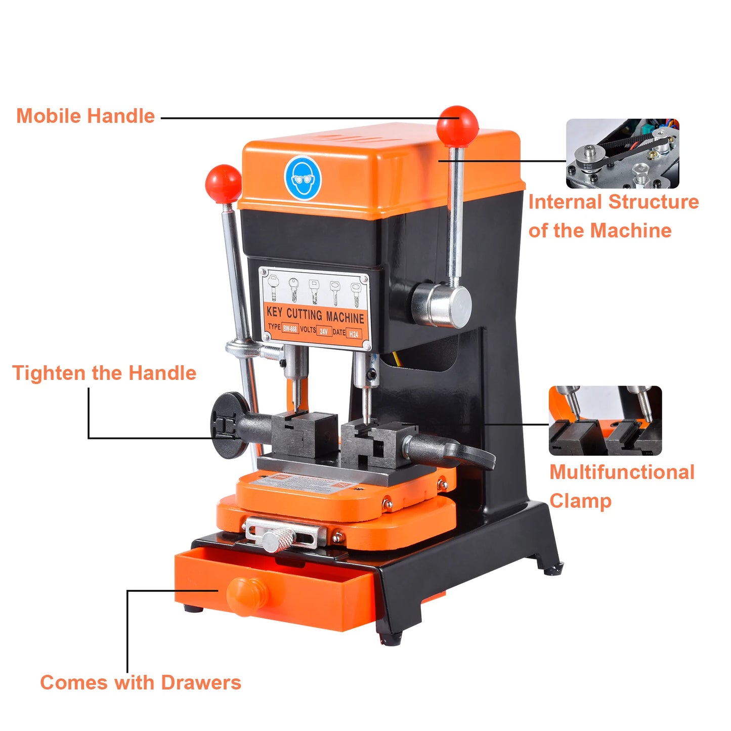 Key Duplicator Multifunctional Key Duplicating Machine House Door Car Locksmith Tools, 110V Cutter for Cutting Metal Objects